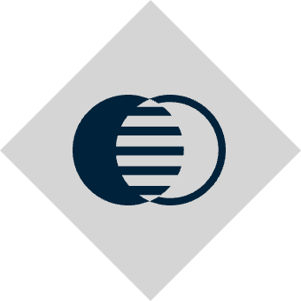 Ven diagram icon with overlapping section striped